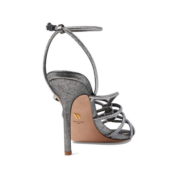 New Veronica Beard Aneesha Crystal Embellish Gunmetal Strappy Heel Sandals 7 US - Picture 9 of 13